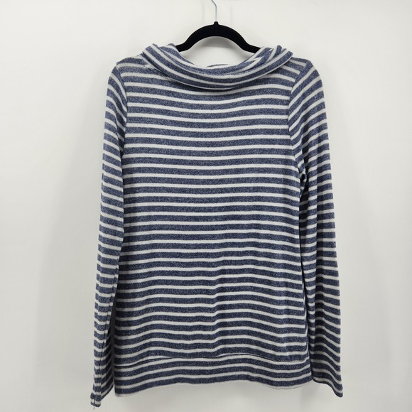 Sonoma Life+Style Women's‎ Medium Blue Striped Cowl Neck Long Sleeve Top - Picture 2 of 6